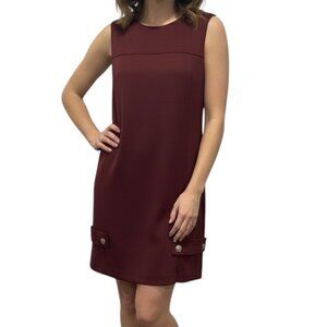 BCBG Burgundy Sleeveless Shift Dress Work Career Mini Knee Length Cocktail Party